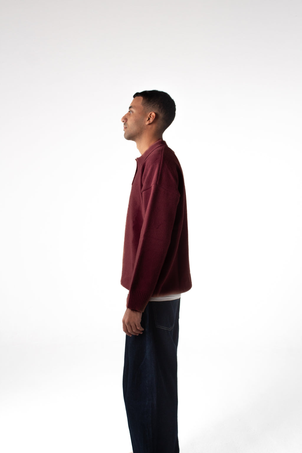 Knit Polo Sweater - Burgundy