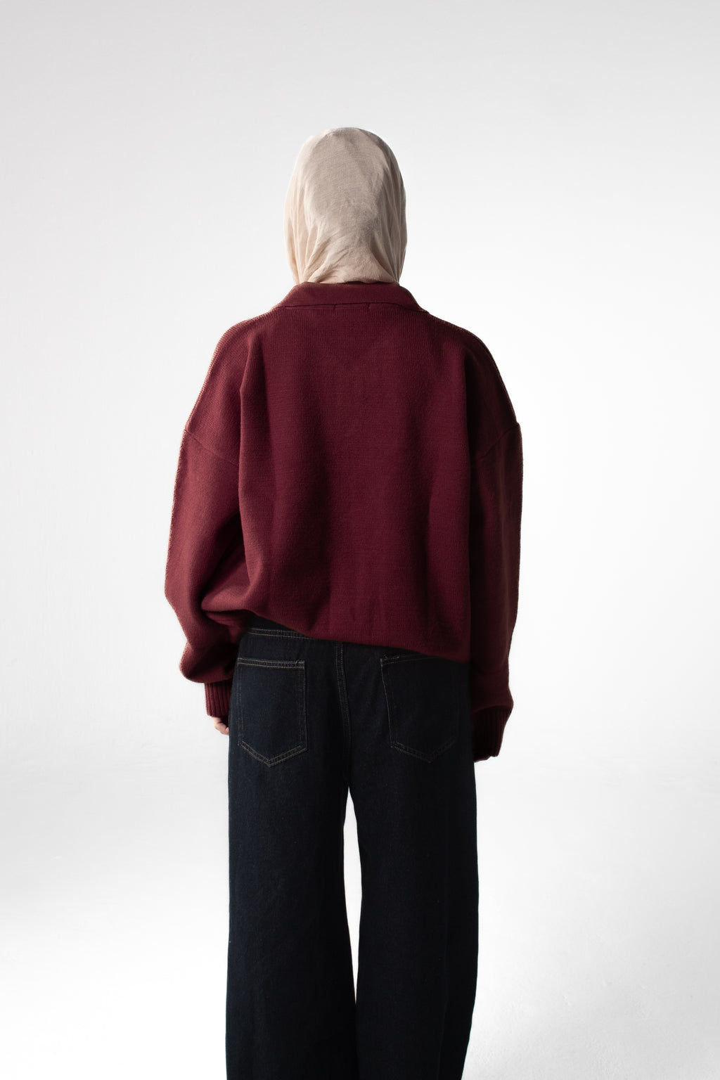 Knit Polo Sweater - Burgundy