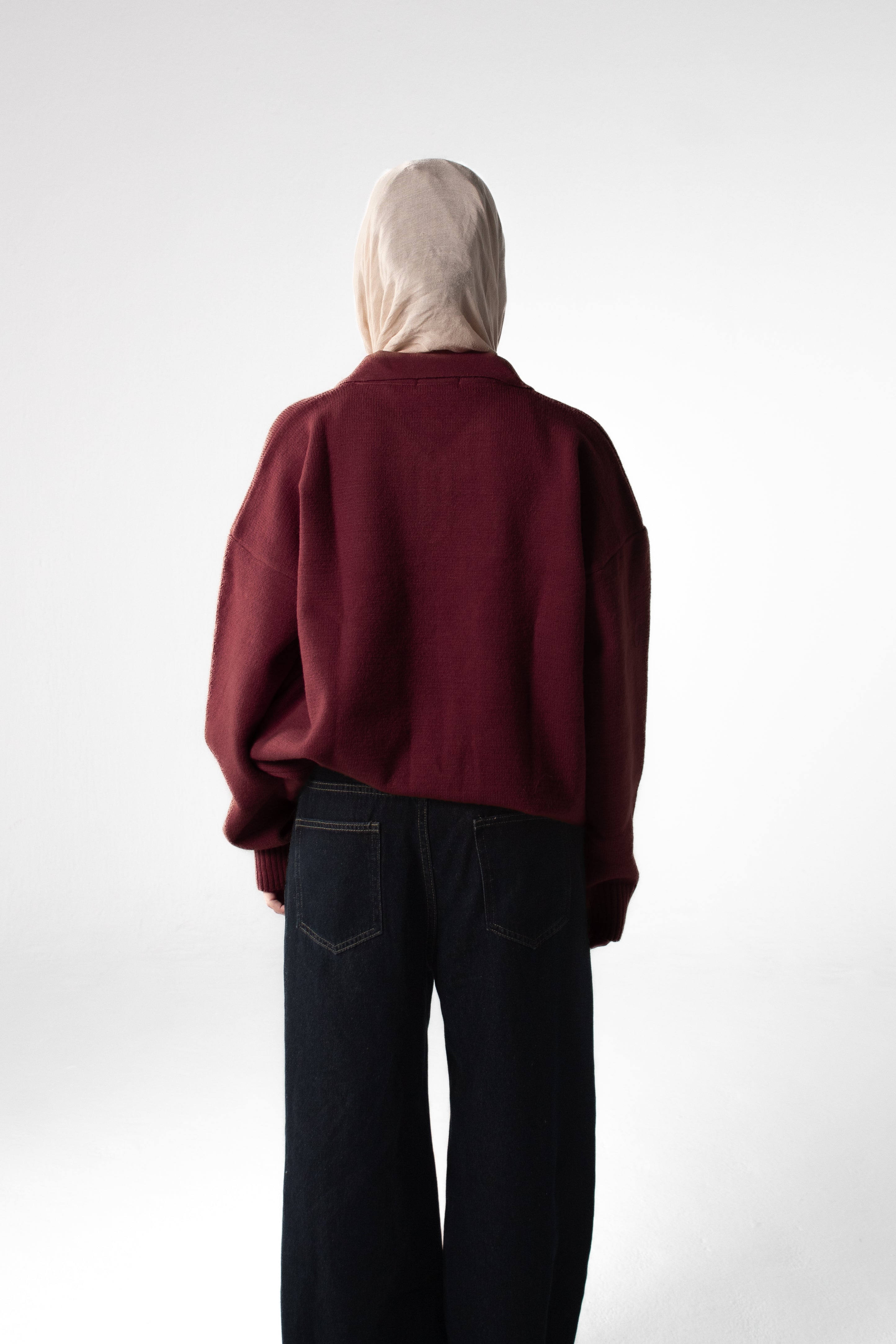 Knit Polo Sweater - Burgundy