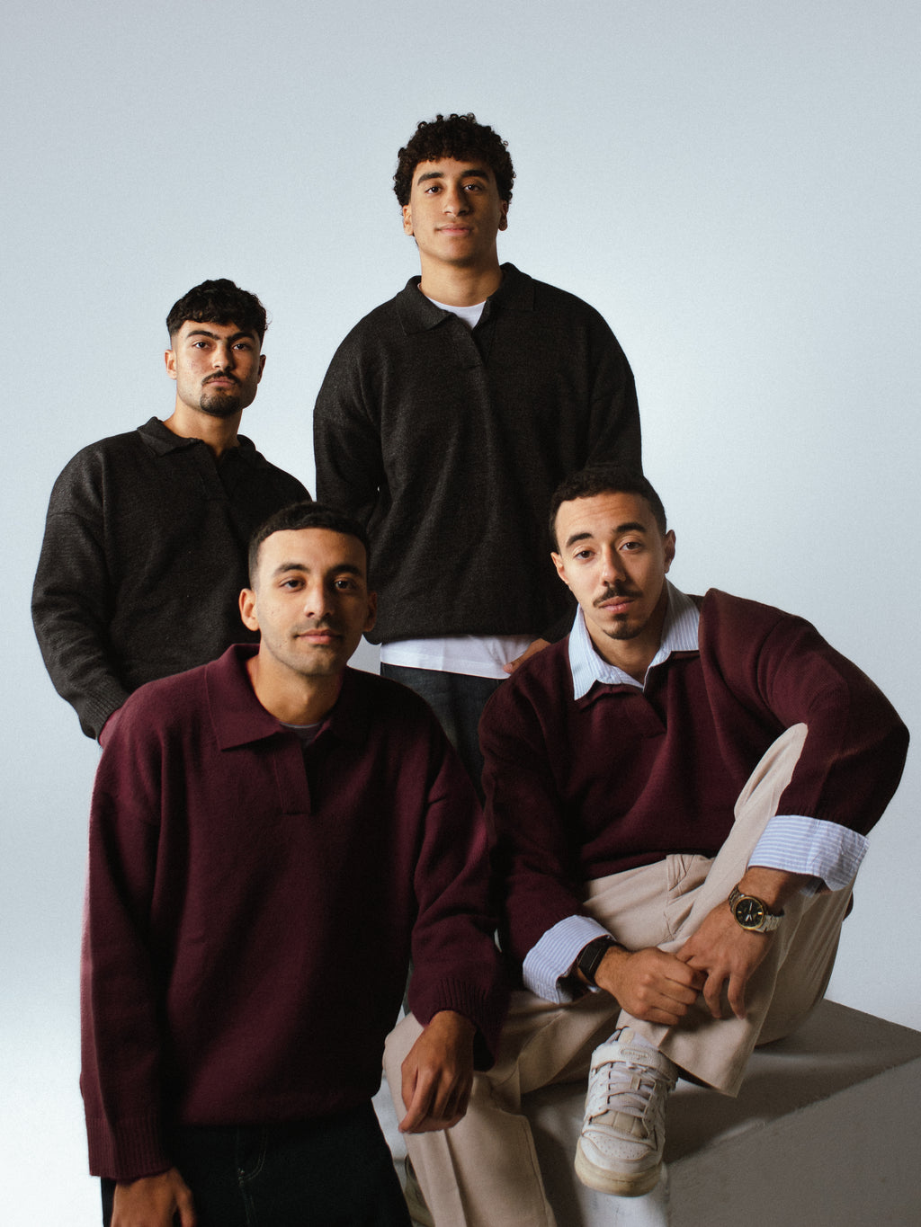 Knit Polo Sweater - Burgundy