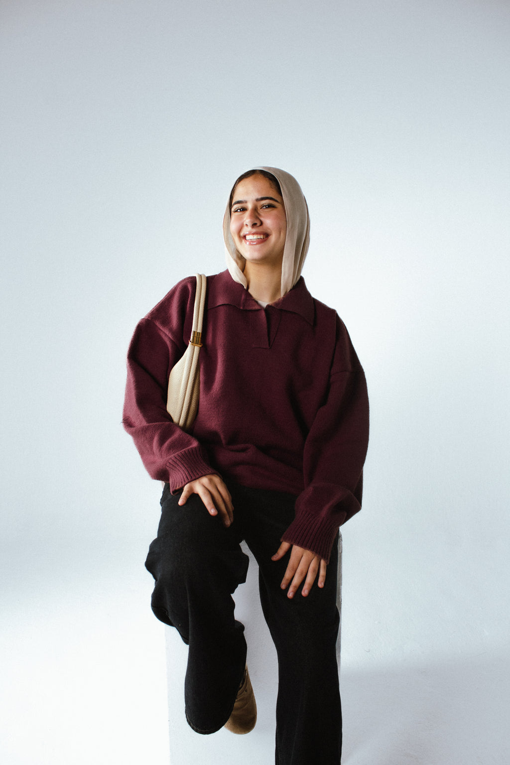 Knit Polo Sweater - Burgundy