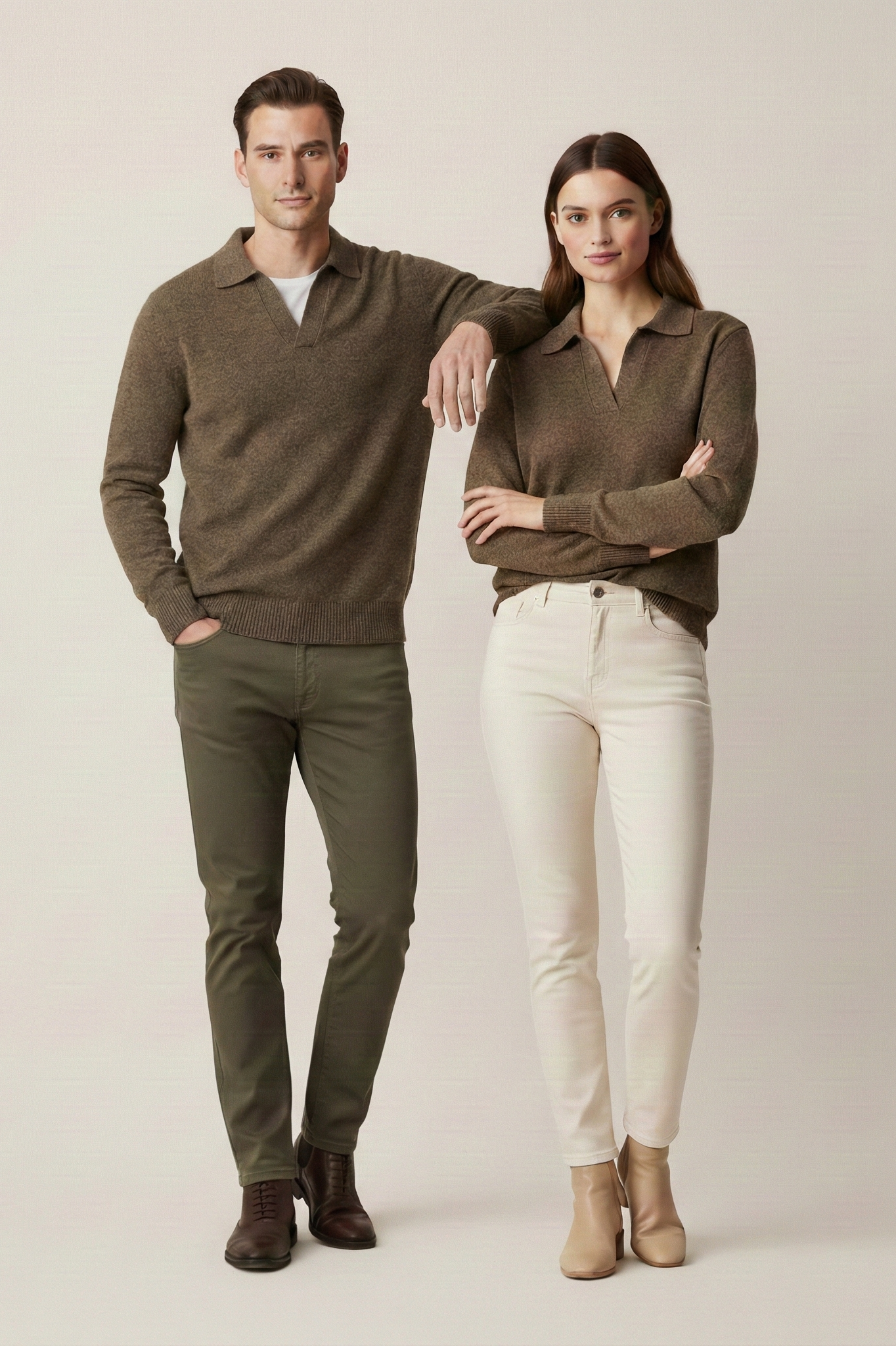 Knit Polo Sweater - Taupe