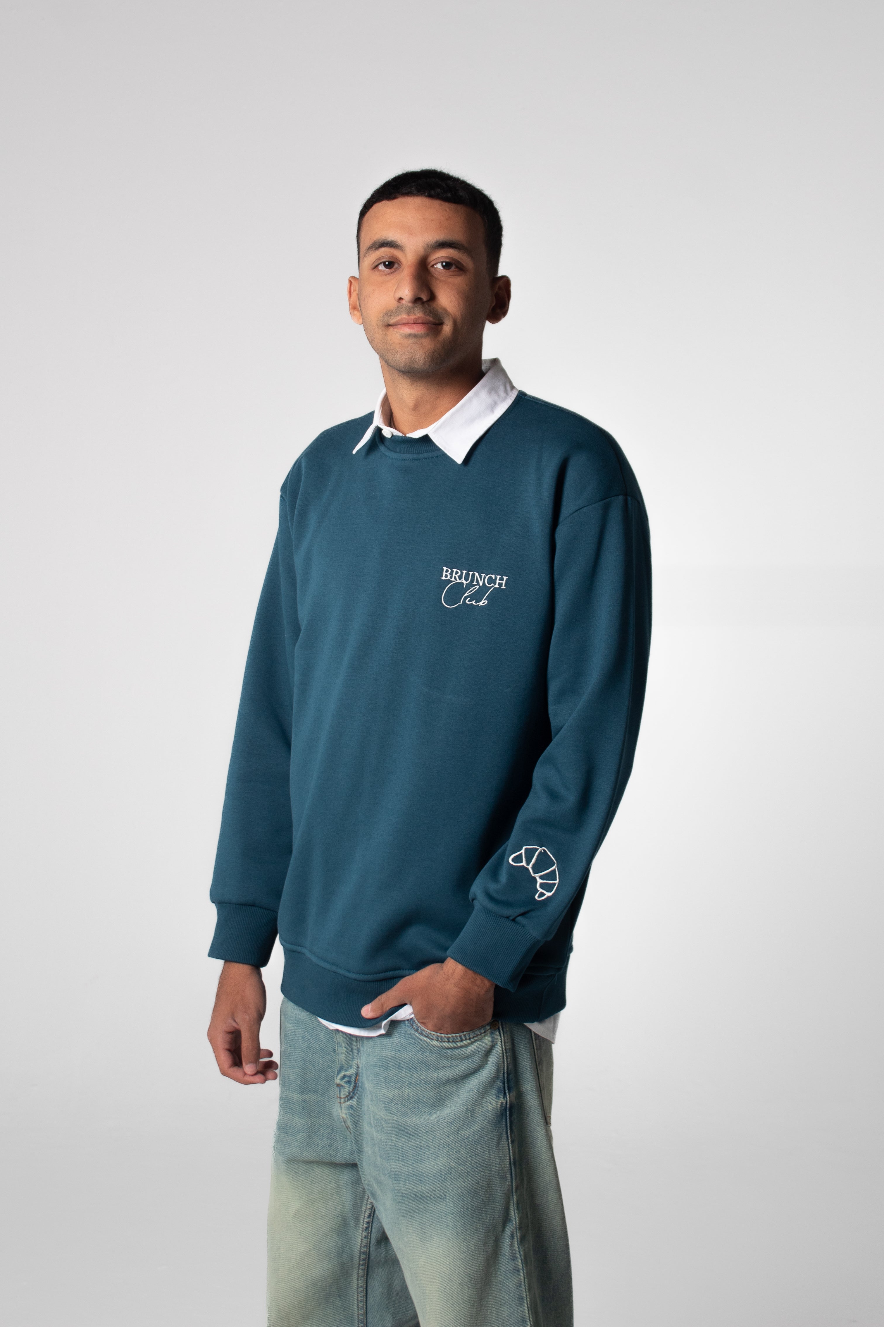 BRUNCH CLUB Crewneck Sweatshirt - Teal