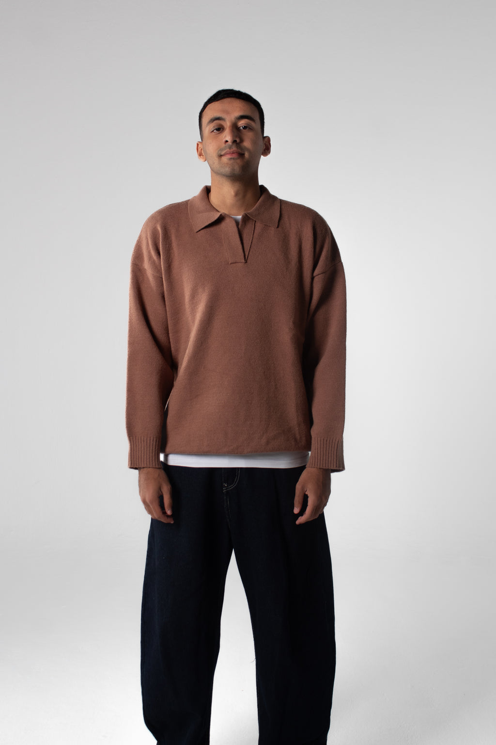 Knit Polo Sweater - Taupe