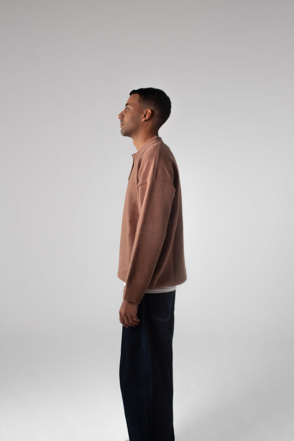 Knit Polo Sweater - Taupe