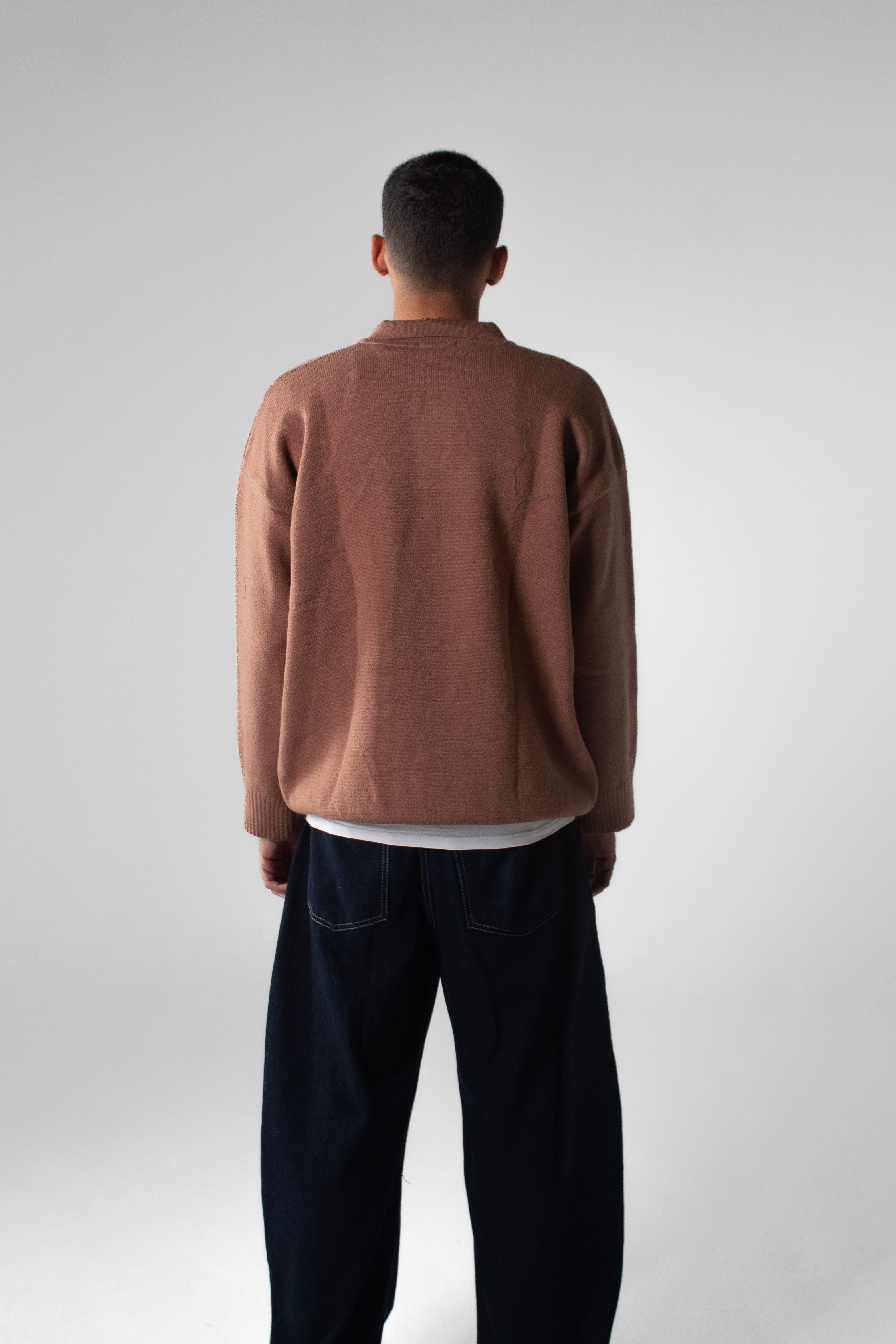Knit Polo Sweater - Taupe