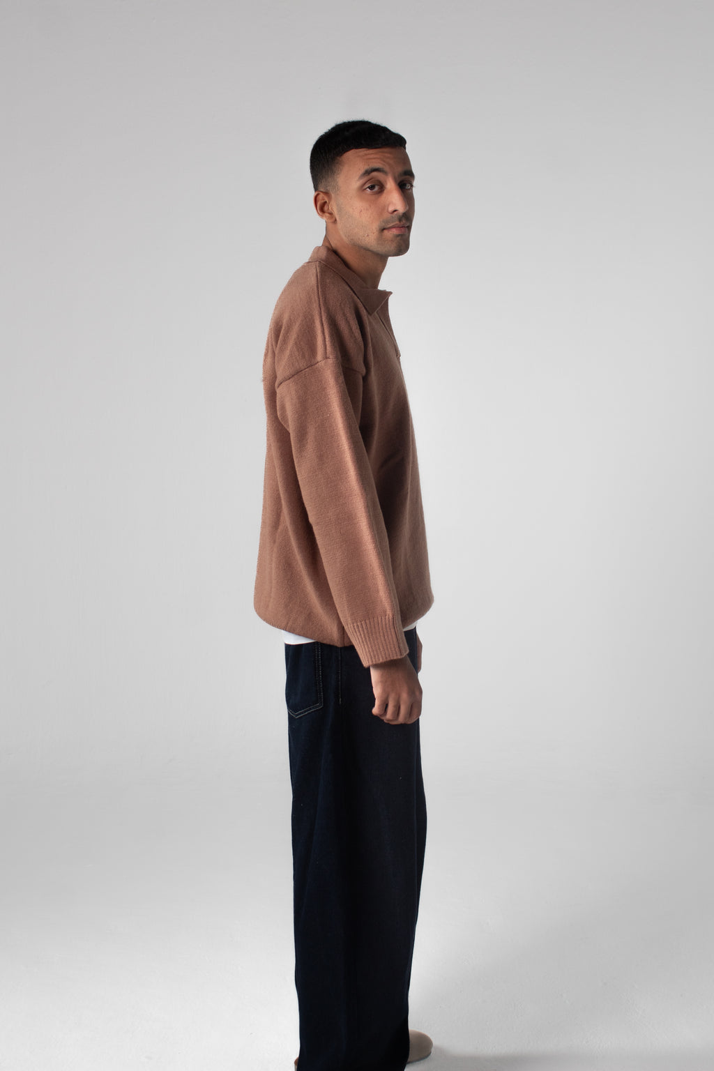 Knit Polo Sweater - Taupe