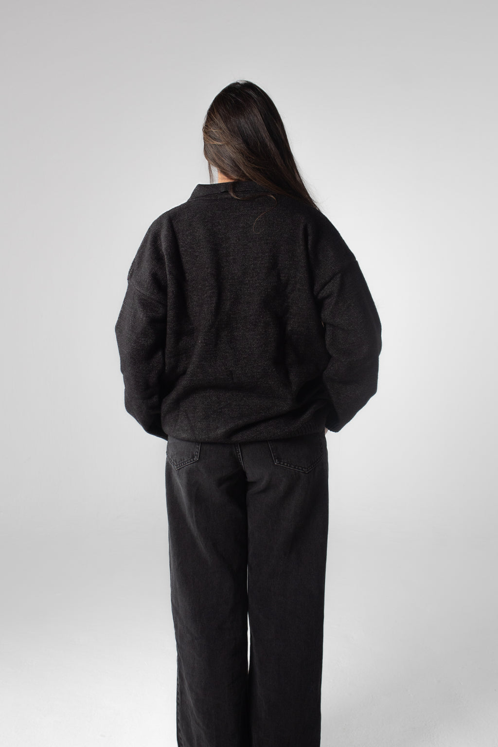 Knit Polo Sweater - Dark Grey