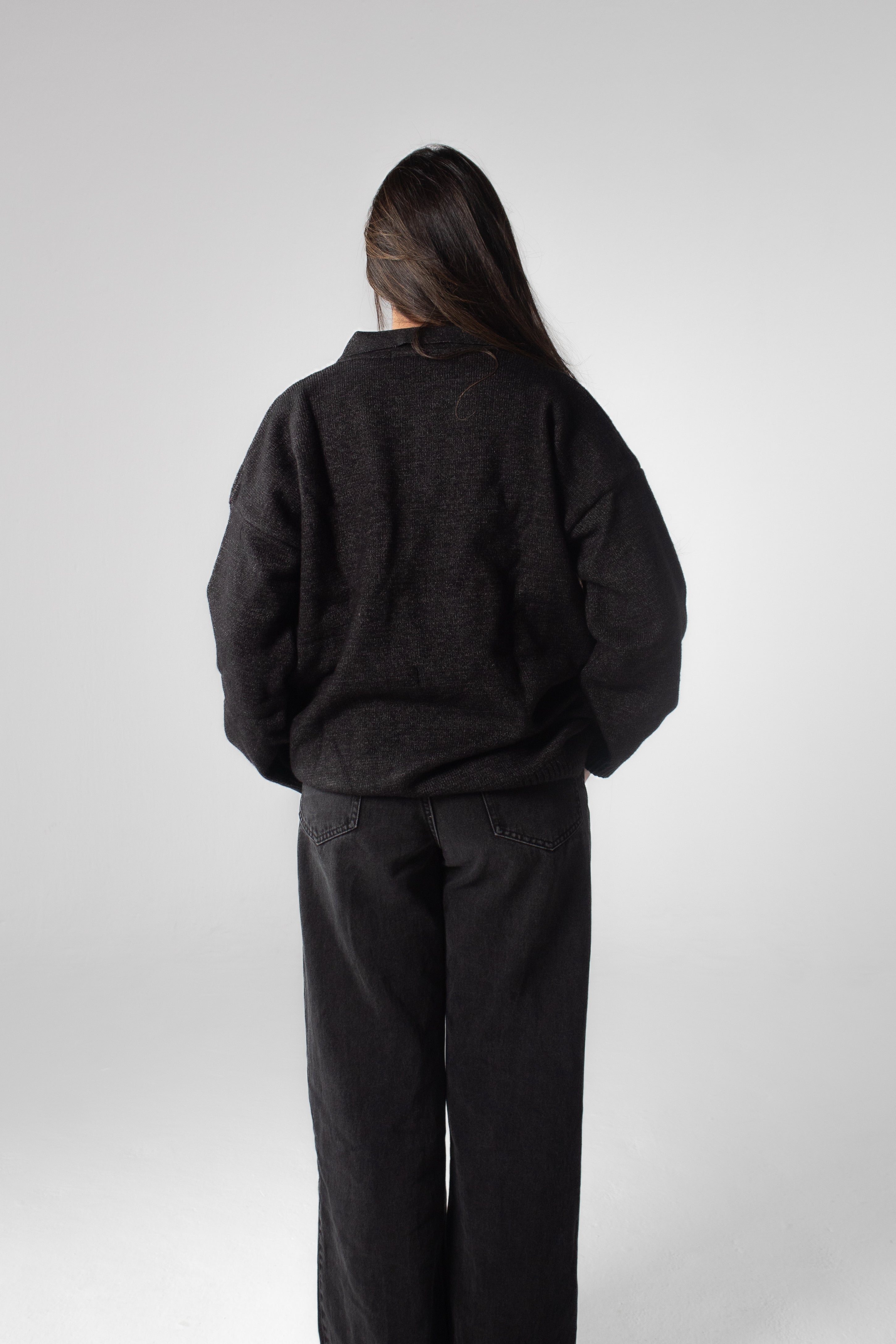 Knit Polo Sweater - Dark Grey