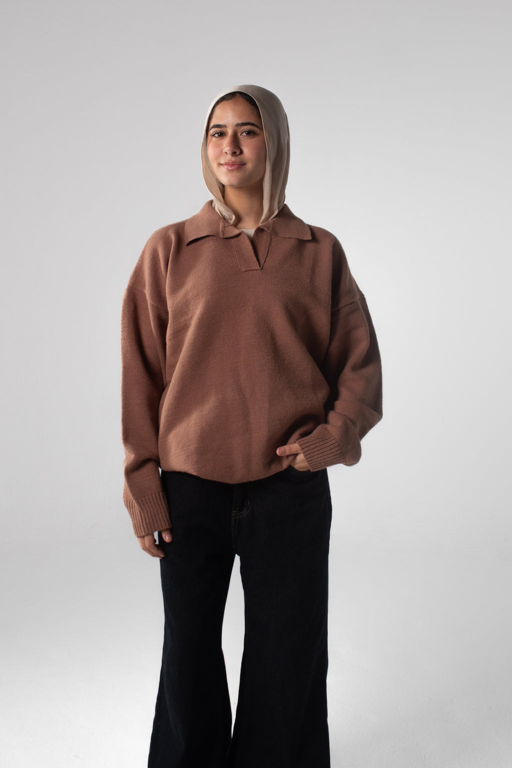 Knit Polo Sweater - Taupe