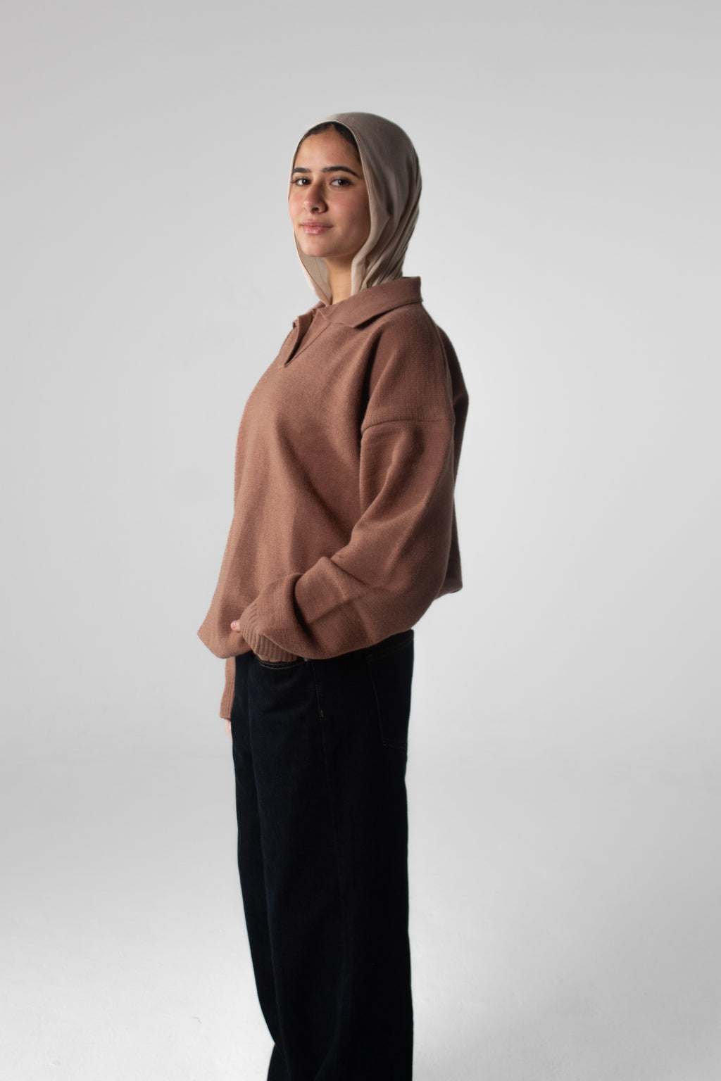 Knit Polo Sweater - Taupe