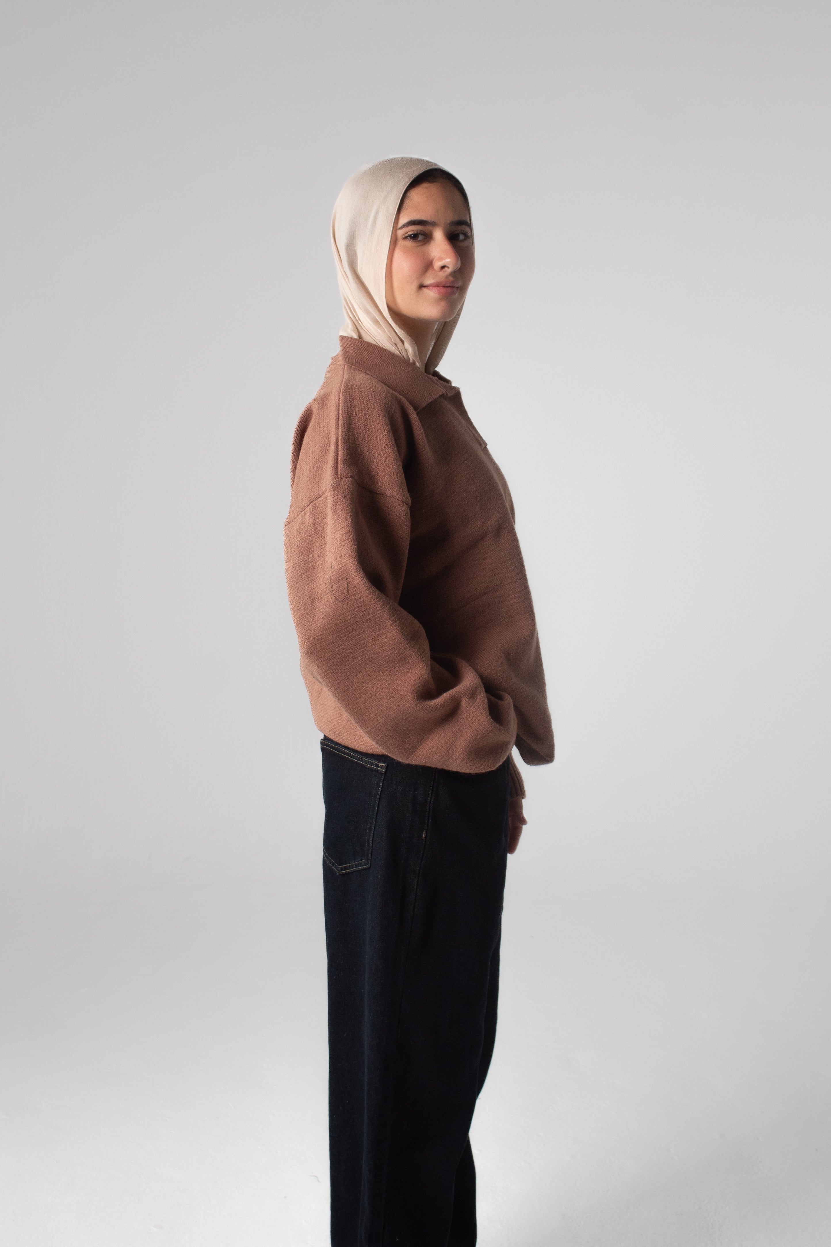 Knit Polo Sweater - Taupe