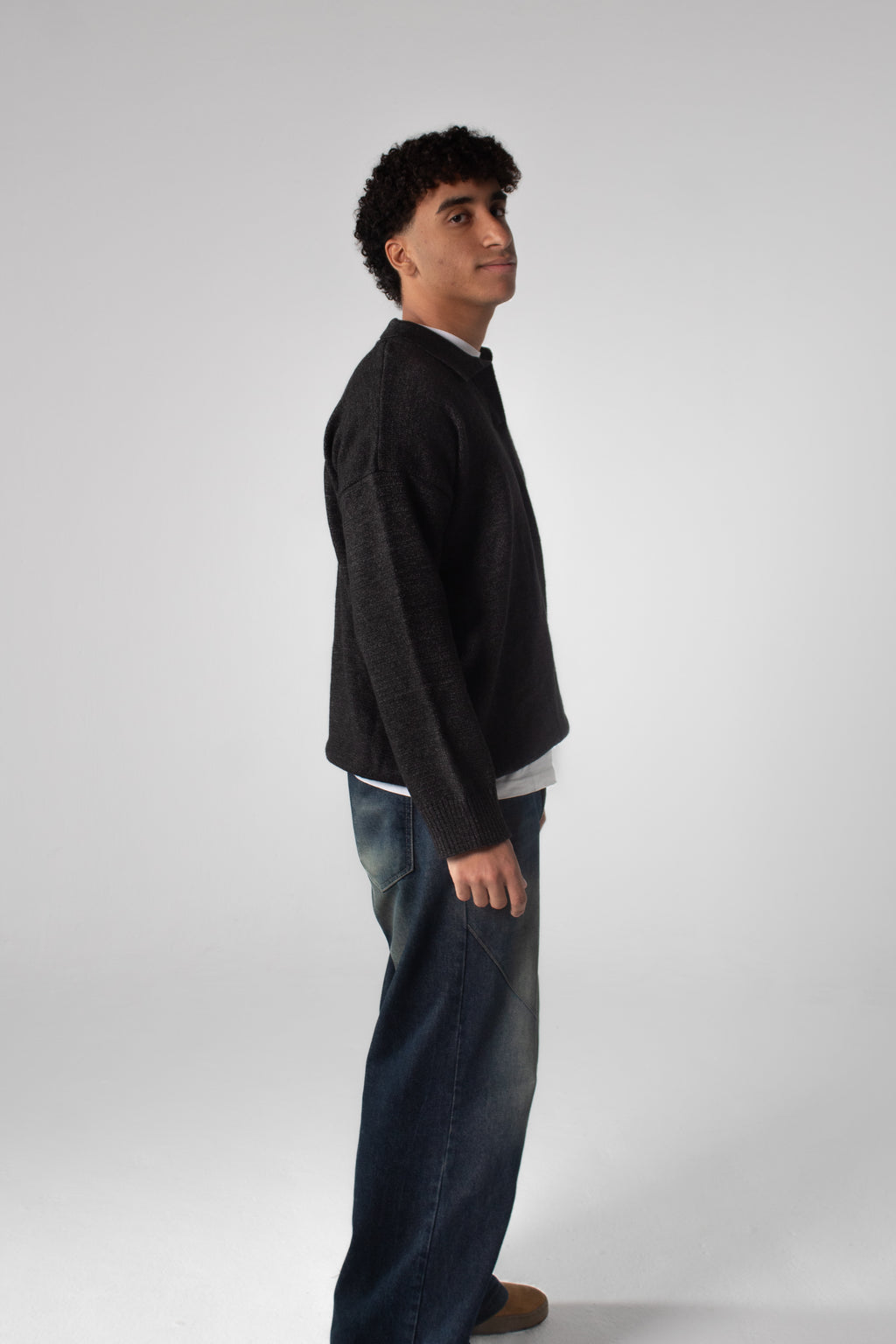 Knit Polo Sweater - Dark Grey