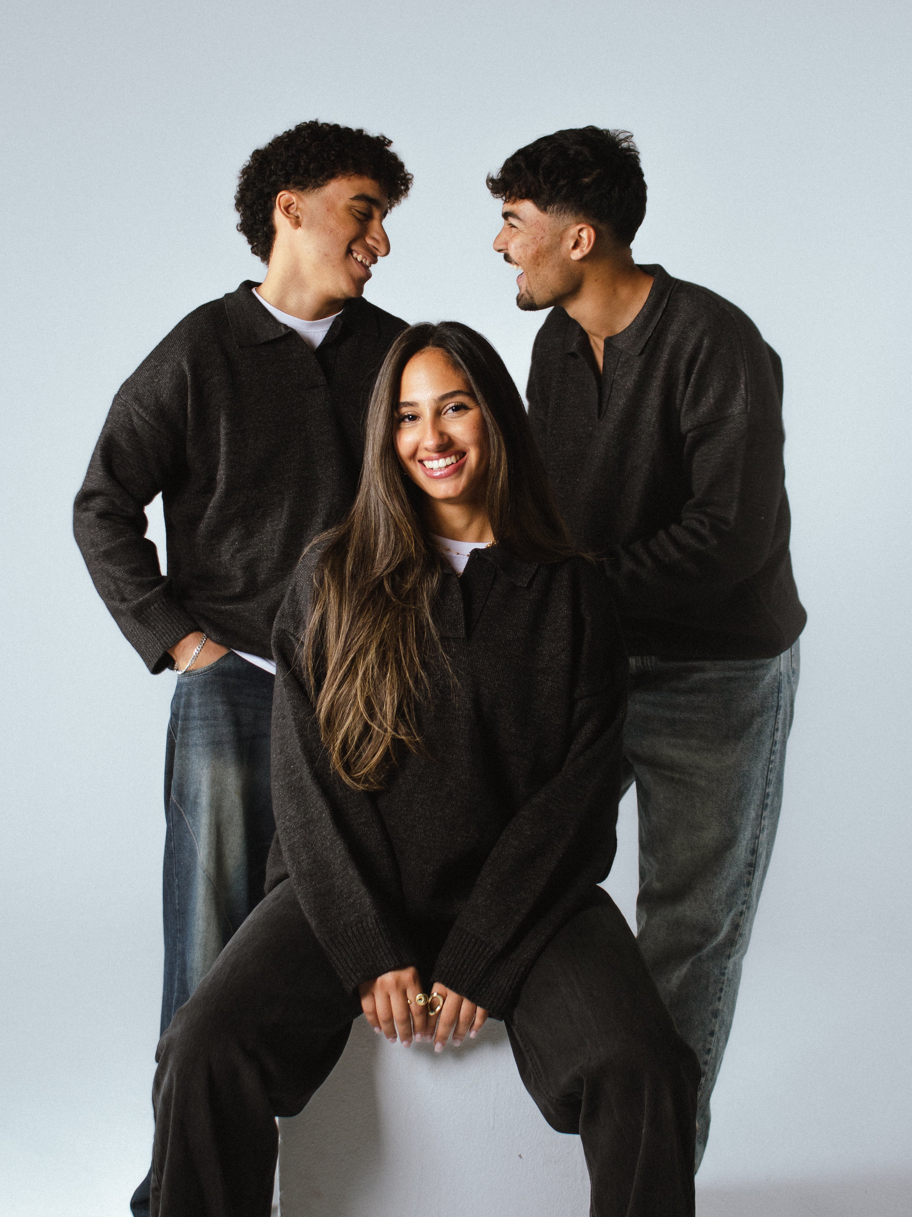 Knit Polo Sweater - Dark Grey