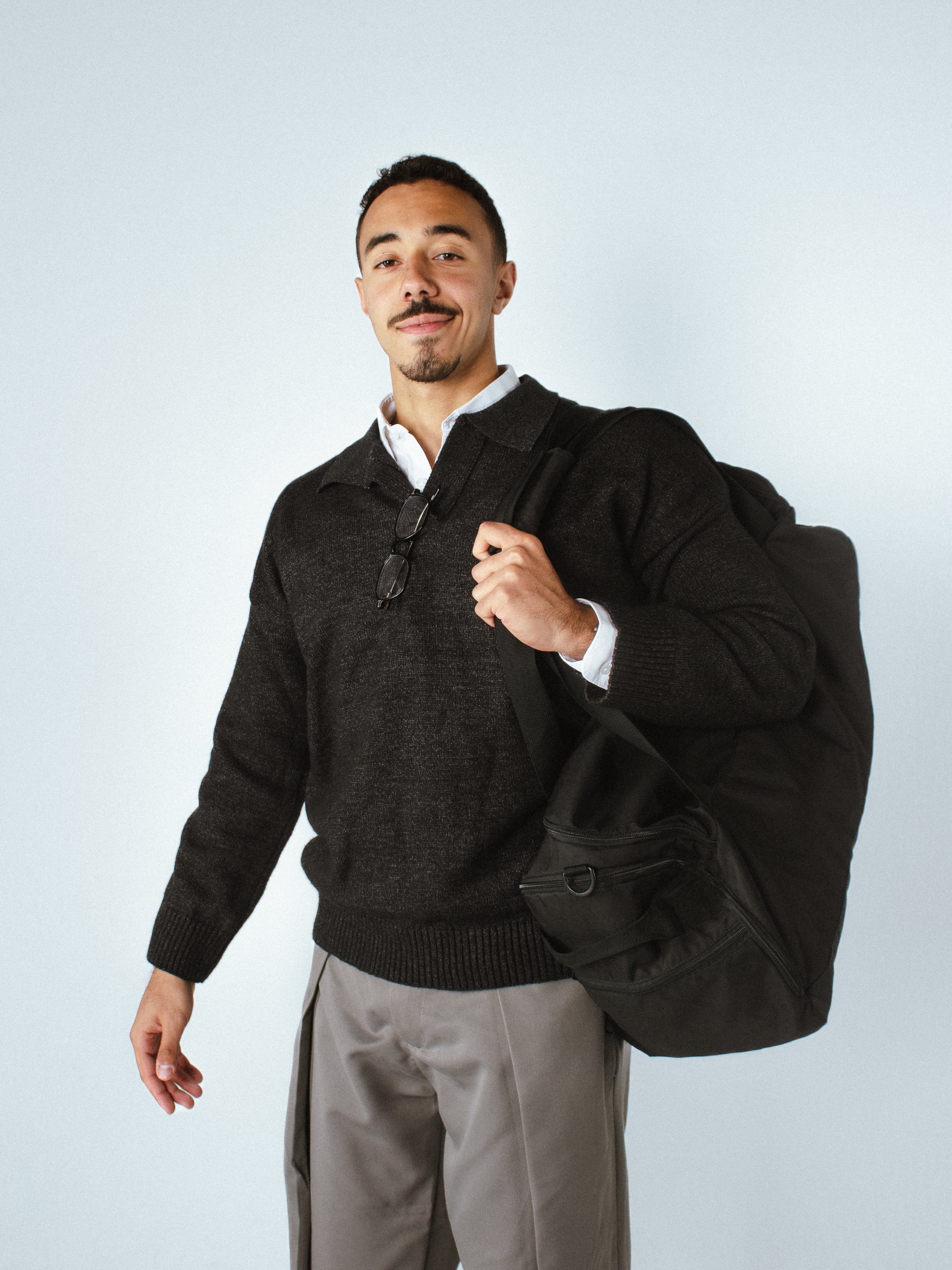 Knit Polo Sweater - Dark Grey