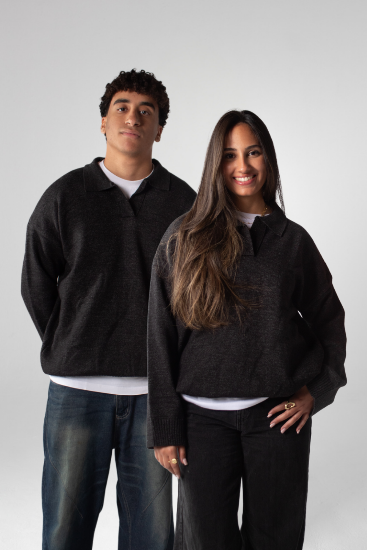 Knit Polo Sweater - Dark Grey