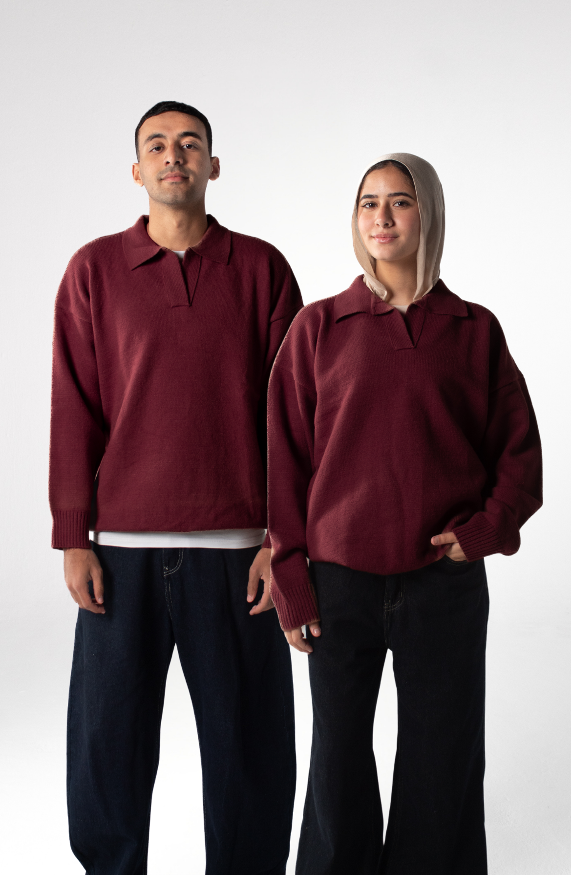 Knit Polo Sweater - Burgundy